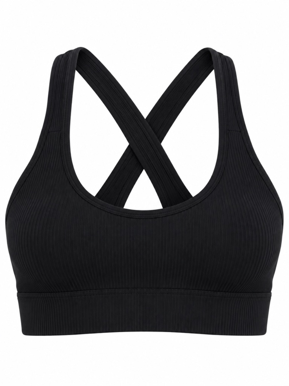 New - Athleta Black Ribbed Racerback Sports Bra D-DD Cup | Size Small